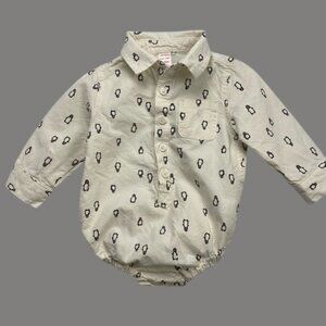 Joe Fresh Penguin Shirt-Style Bodysuit size 6-12 Months